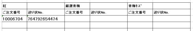 送り状番号　170628青紅